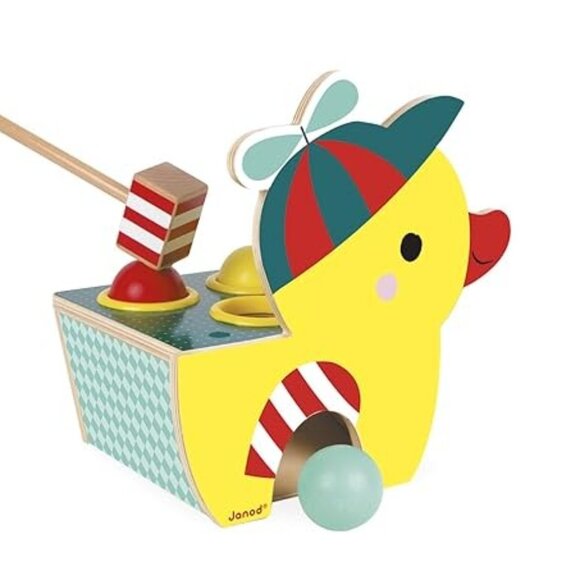 Janod Wooden Duck Frappa Ball Hammer Toy For 12 Months+ Brand New - Picture 3 of 9